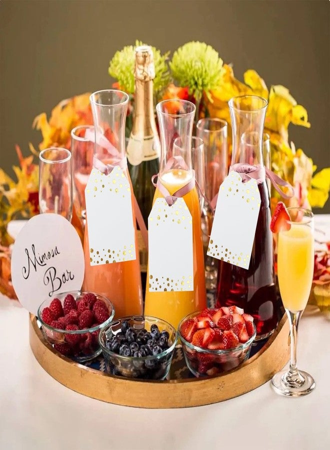 جيجاكرافت مجموعة جيج كرافت من 100 قطعة من بطاقات الهدايا مع خيط، بطاقات فارغة مزينة بنقاط ذهبية لامعة، مقاس 3.3 × 2.2 بوصة، بطاقات ورقية بيضاء، ملصقات أسماء معلقة لهدايا الحفلات، مناسبة لحفلات استقبال المولود، وأعياد الميلاد، وحفلات الزفاف. - Image 4